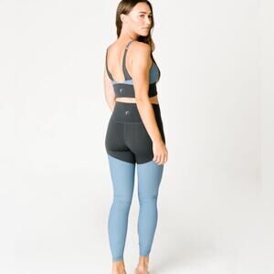 Zyia Active Parallel Luxe High Waist Ribbed Blue Leggings Women’s Size 12
